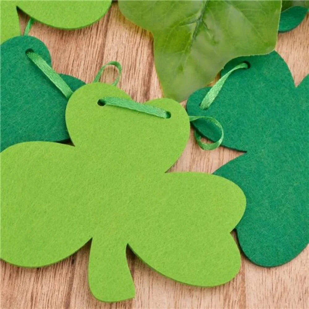St Patricks Day Decorations 5 Pack Shamrock Clover Felt Banner Garland